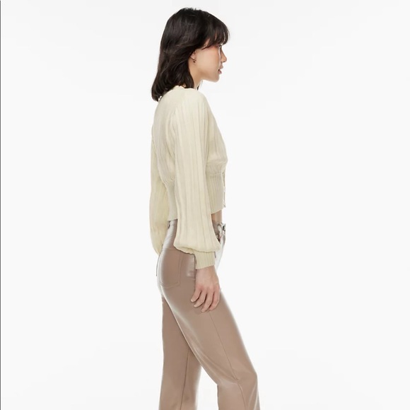 Aritzia Wilfred Plunge Front Cardigan, Light Birch XS - Picture 2 of 8